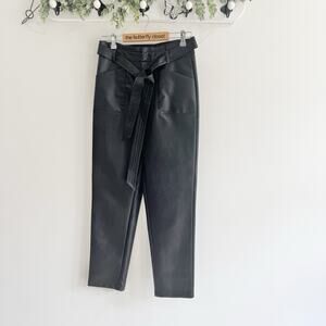 Alexis Faux Leather High Waisted Belted Pants Small ee7022